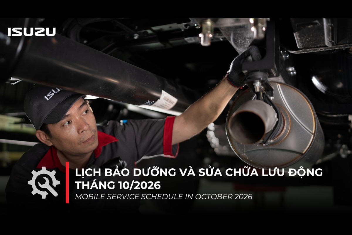 Banner lịch bảo dưỡng và sửa chữa lưu động Isuzu tháng 10/2026
